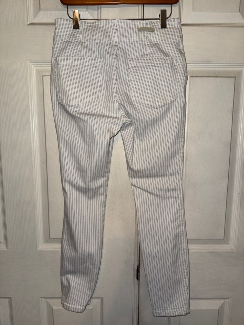 Pilcro And The Letterpress White With Black Pin Striping High Rise Skinny Jeans - Picture 4 of 10